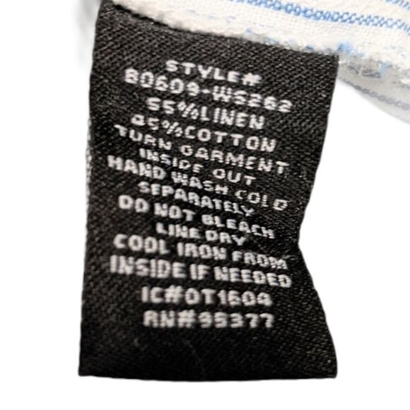 SANCTUARY 100% Linen Striped Peplum Top L - Picture 5 of 7